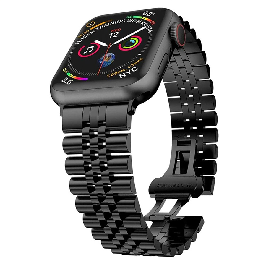 بند ساعت رولکسی 7 ردیف اپل واچ 44-45-49 میلی متر Steel Rolex Strap Apple Watch