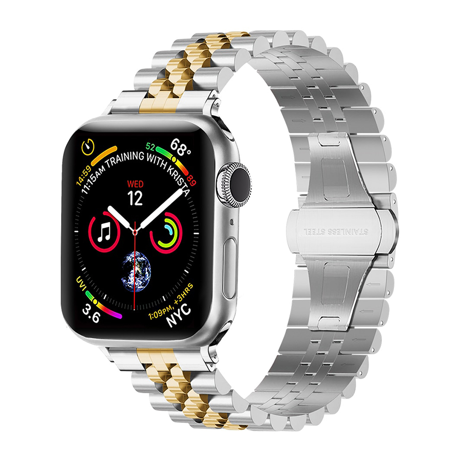بند ساعت رولکسی 7 ردیف اپل واچ 44-45-49 میلی متر Steel Rolex Strap Apple Watch
