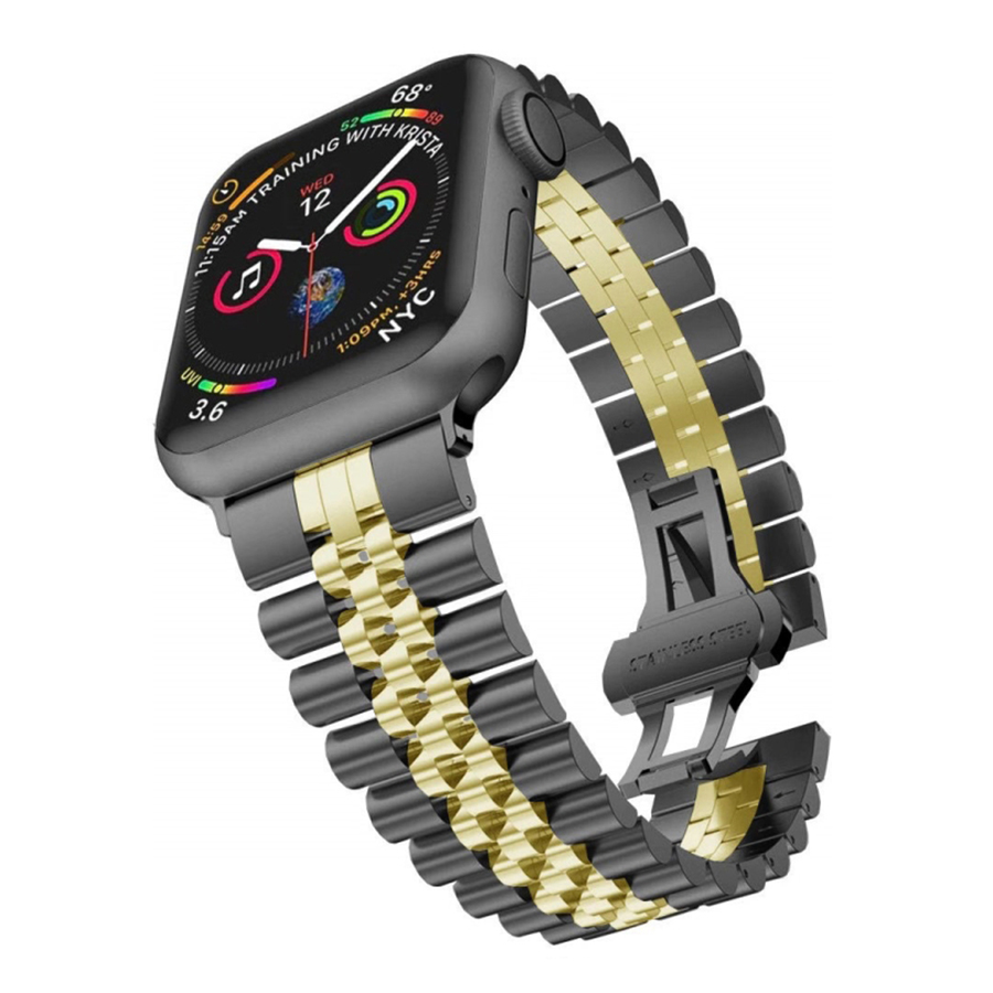 بند ساعت رولکسی 7 ردیف اپل واچ 44-45-49 میلی متر Steel Rolex Strap Apple Watch