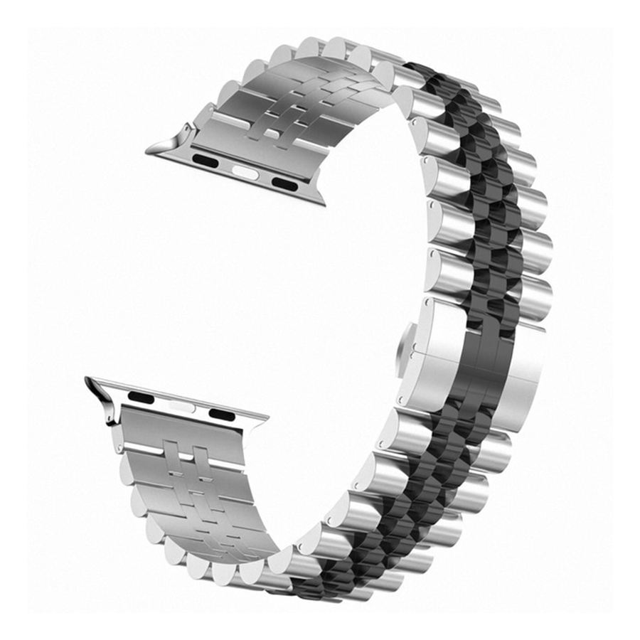 بند ساعت رولکسی 7 ردیف اپل واچ 44-45-49 میلی متر Steel Rolex Strap Apple Watch