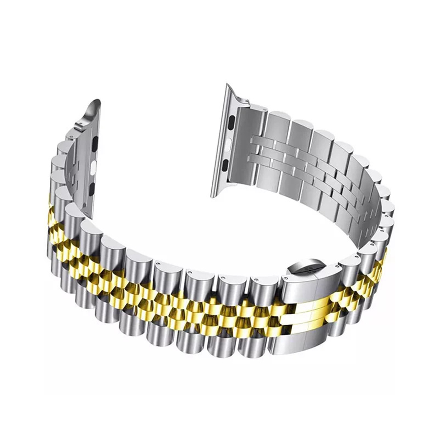 بند ساعت رولکسی 7 ردیف اپل واچ 44-45-49 میلی متر Steel Rolex Strap Apple Watch