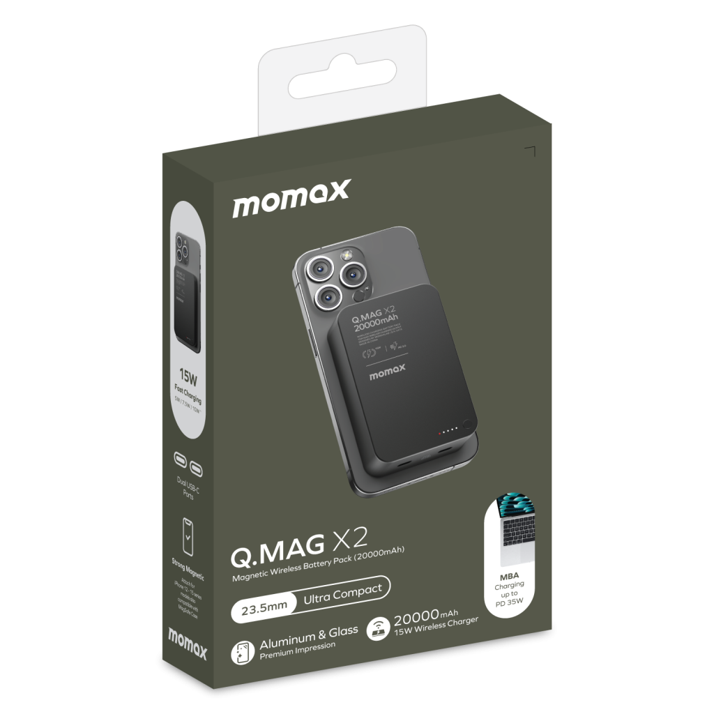 پاوربانک مومکس مدل Q.Mag X2 IP133 ظرفیت 20000 میلی آمپر ساعت