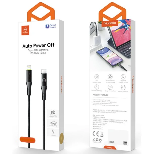کابل تبدیل USB -C به لایتنینگ مک دودو مدل CA-7361 طول 1.8 متر