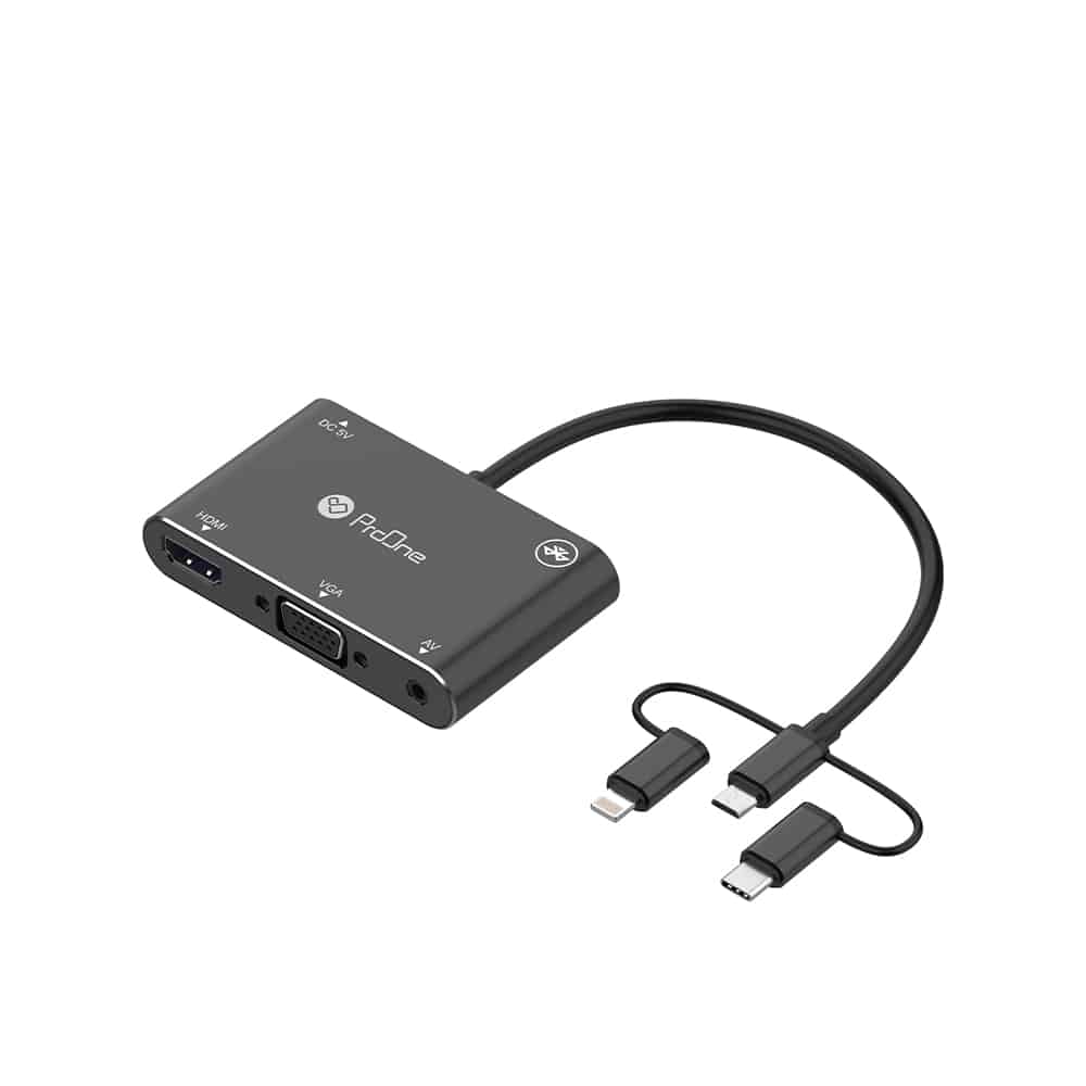مبدل microUSB/ لایتنینگ/ USB-C به HDMI/VGA/AV پرووان مدل PHU560