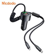 شارژر فندکی 2 پورت با 2 کابل متصل 120 وات مک دودو مدل CC-037