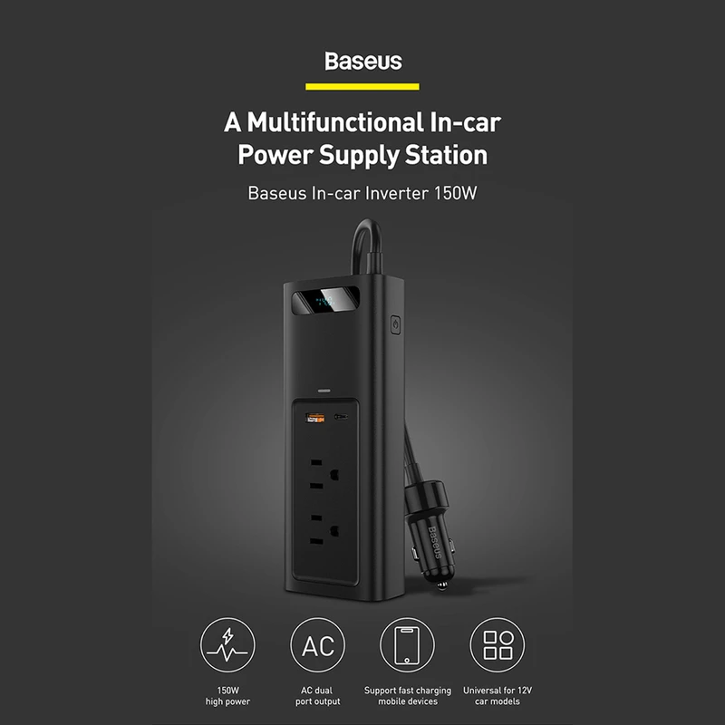 مبدل برق خودرو باسئوس مدل POWER INVERTER 150w