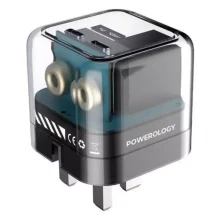 آداپتور شارژ دوپورت 35 وات پاورولوژی Powerology Crystalline Series Dual PD GaN PWCUQC020