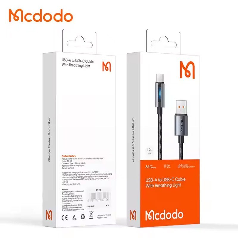 کابل USB به Type-C مک دودو مدل CA-5180 طول 1.2 متر