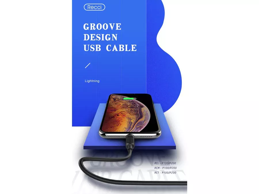 کابل تبدیل USB به لایتنینگ رسی مدل RCL-P200 طول 2 متر (Recci 2.1A Lightning 200 cm RCL-P200)