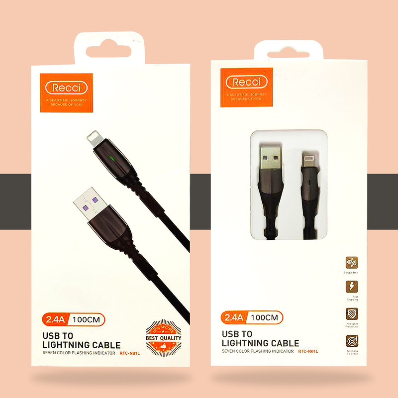 کابل تبدیل USB به لایتنینگ رسی مدل RTC-N01L طول 1 متر