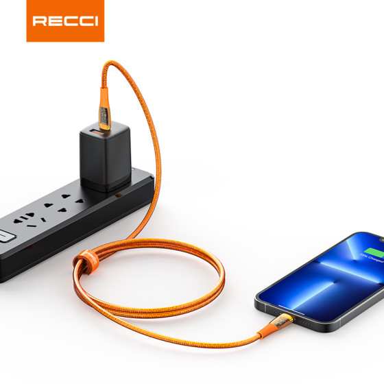 کابل تبدیل USB-C به لایتنینگ رسی مدل RTC-P19CL طول 1.5 متر (Recci Data Cable Amber USB-C to Lightning PD 20W 150cm RTC-P19CL)
