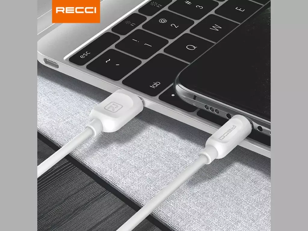 کابل تبدیل USB به microUSB رسی مدل RCM-P100 طول 1 متر (Recci RCT-P100 Micro USB Cable 100 cm)