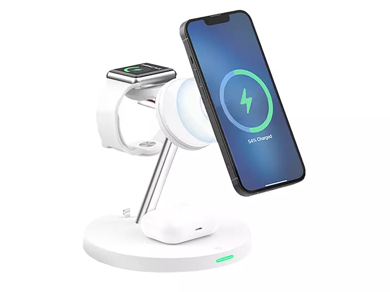 پایه نگهدارنده و شارژر بی سیم گوشی موبایل مدل RCW-26 رسی (RECCI RCW-26 15W 5 IN 1 Magnetic WIRELESS CHARGER STAND)