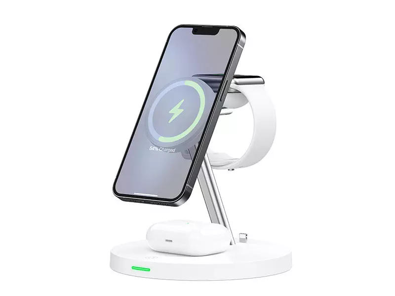 پایه نگهدارنده و شارژر بی سیم گوشی موبایل مدل RCW-26 رسی (RECCI RCW-26 15W 5 IN 1 Magnetic WIRELESS CHARGER STAND)