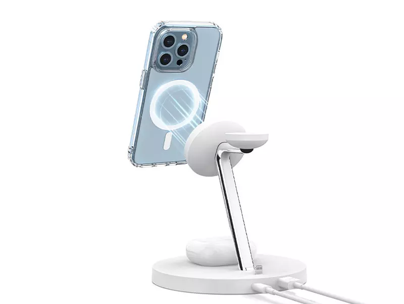 پایه نگهدارنده و شارژر بی سیم گوشی موبایل مدل RCW-26 رسی (RECCI RCW-26 15W 5 IN 1 Magnetic WIRELESS CHARGER STAND)