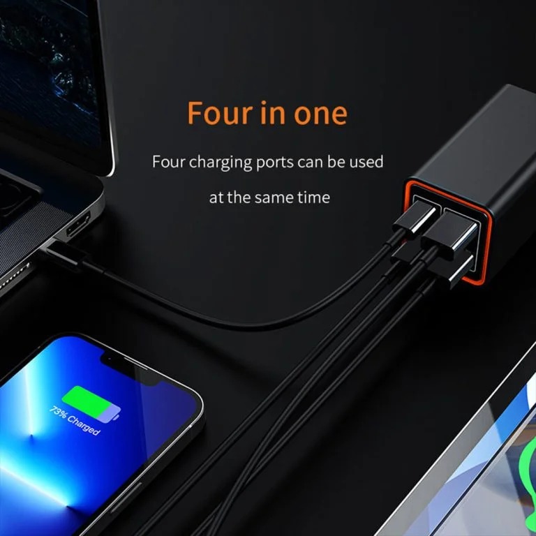شارژر رومیزی فست شارژ 65W GaN مدل RC37 رسی (Recci Charger 65W GaN 4 Port 150cm Cord RC37)