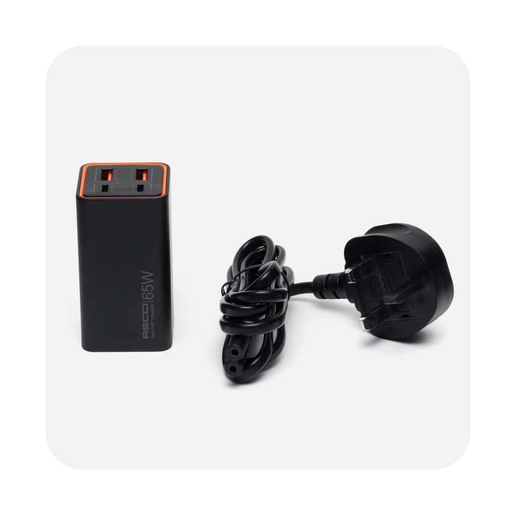 شارژر رومیزی فست شارژ 65W GaN مدل RC37 رسی (Recci Charger 65W GaN 4 Port 150cm Cord RC37)