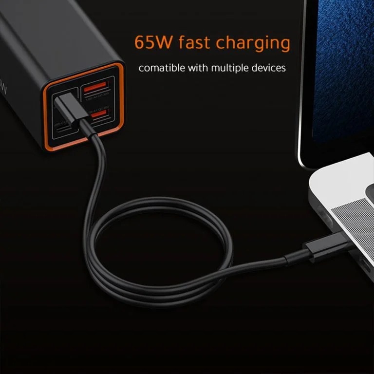 شارژر رومیزی فست شارژ 65W GaN مدل RC37 رسی (Recci Charger 65W GaN 4 Port 150cm Cord RC37)