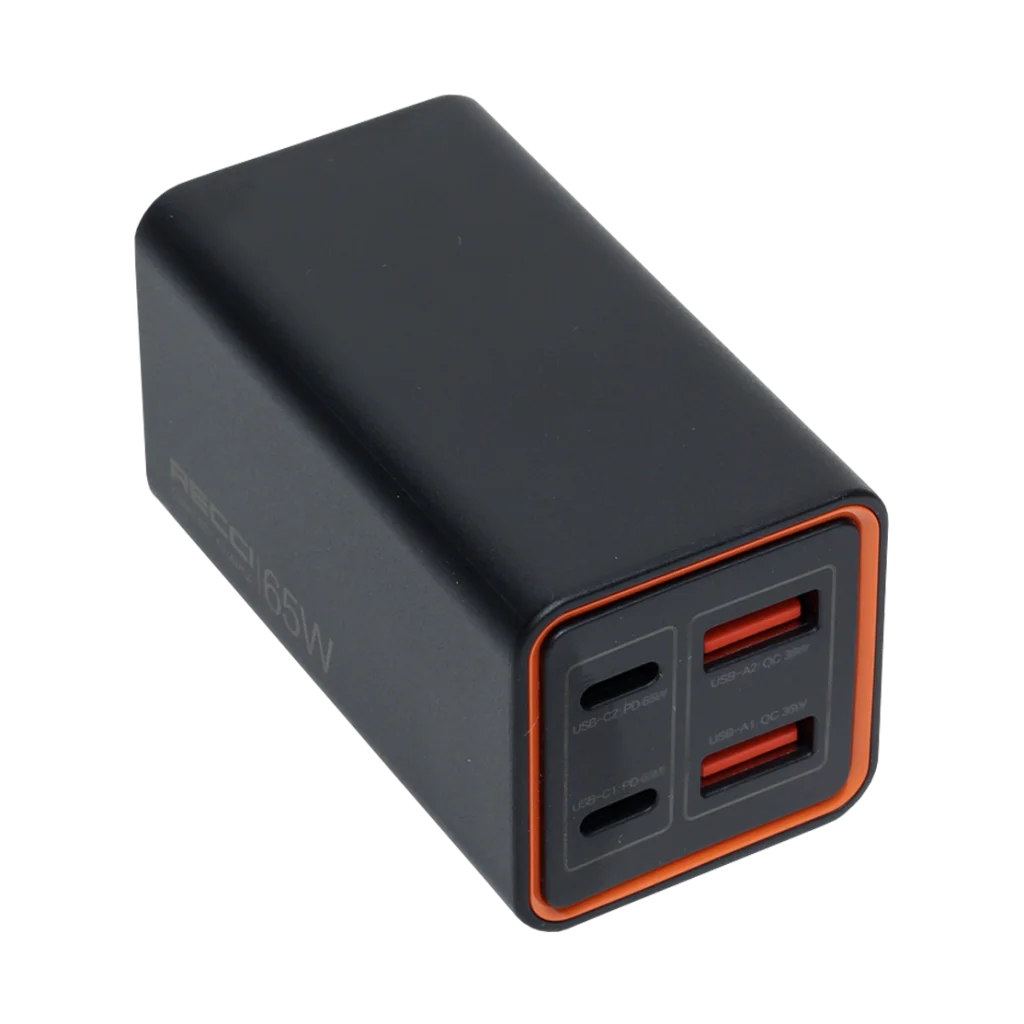 شارژر رومیزی فست شارژ 65W GaN مدل RC37 رسی (Recci Charger 65W GaN 4 Port 150cm Cord RC37)