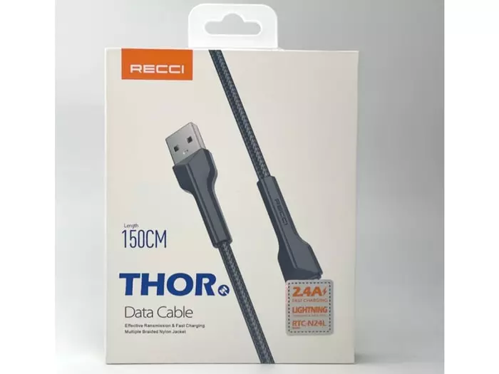 کابل تبدیل USB به لایتنینگ رسی مدل RTC-N24L طول 1.5 متر (Recci RTC-N24L Lightning Fast Charging Data Cable)