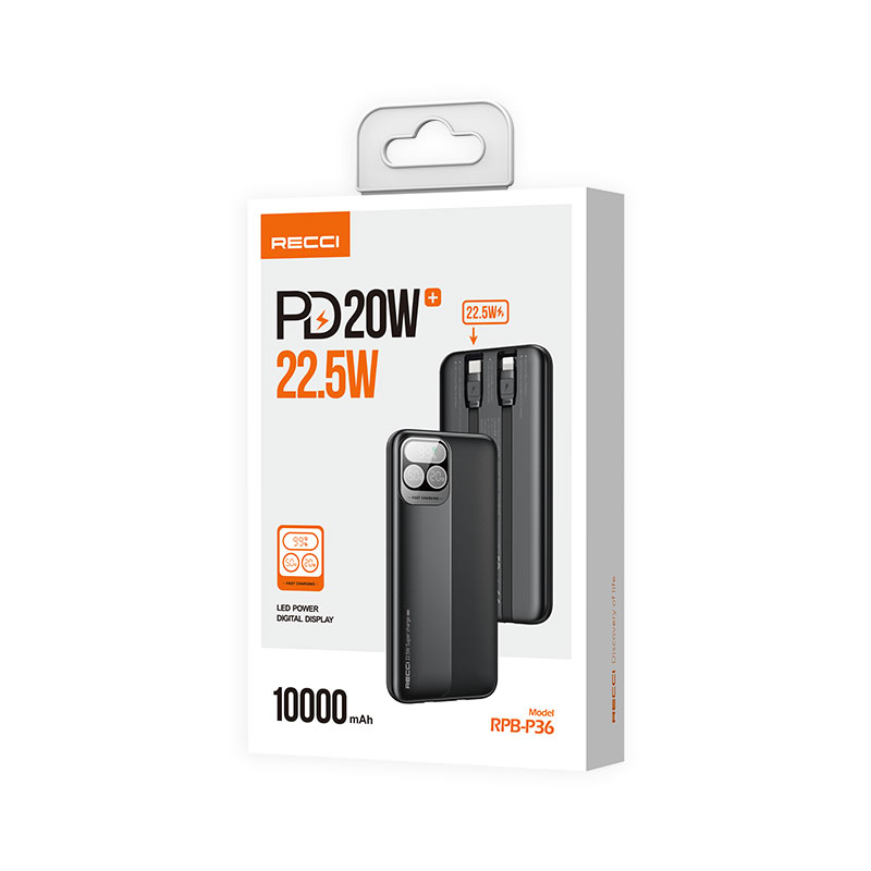 پاوربانک رسی مدل RPB-P36 ظرفیت 10000 میلی آمپر ساعت (Recci RPB-P36 10000 mAh Power Bank)