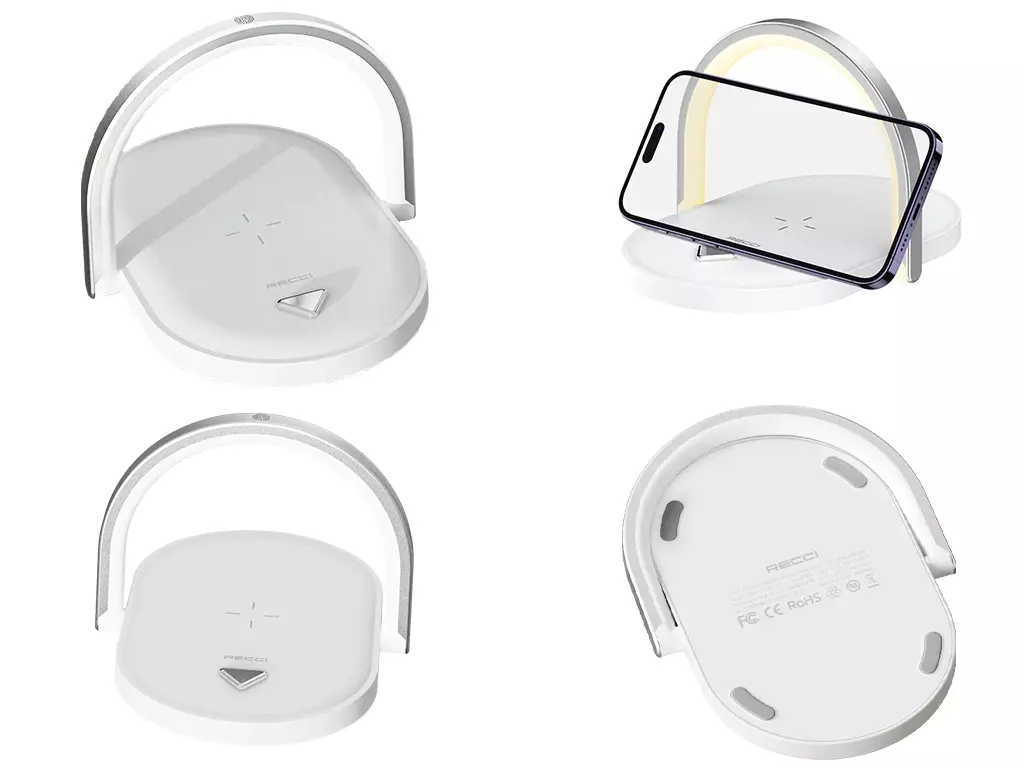 شارژر بی سیم و چراغ خواب RLS-L15 رسی (Recci RLS-L15 Wireless Charging 3In1 charger 15W Ambient Light)
