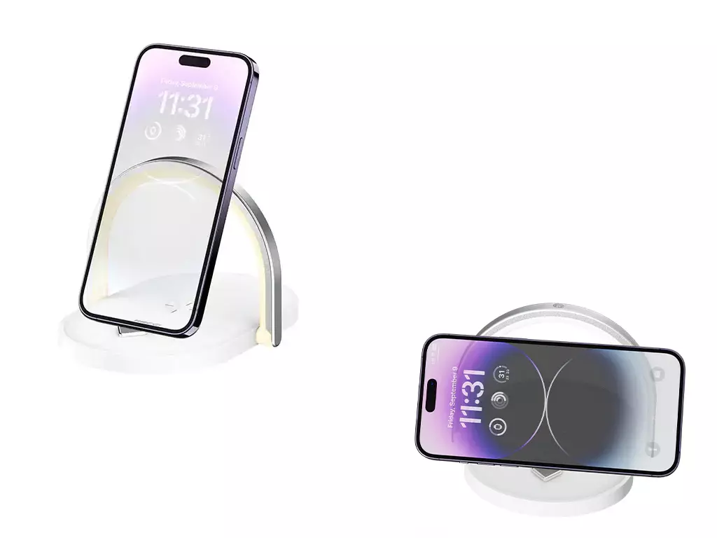 شارژر بی سیم و چراغ خواب RLS-L15 رسی (Recci RLS-L15 Wireless Charging 3In1 charger 15W Ambient Light)