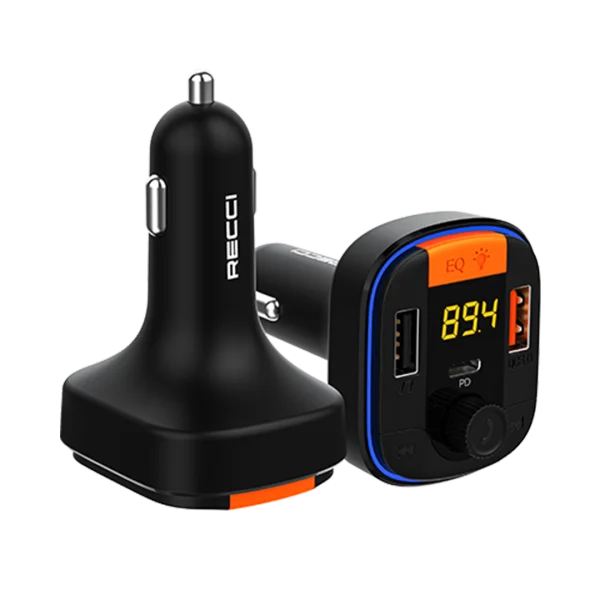 شارژر فندکی و گیرنده بلوتوث RQ01 رسی (Recci RQ01 multifunctional wireless car MP3 player Bluetooth)
