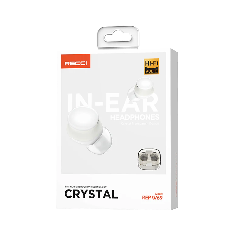 هندزفری بلوتوثی REP-W69 رسی (Recci REP-W69 CRYSTAL Wireless Bluetooth 5.3 Earphones ENC HD Calling)