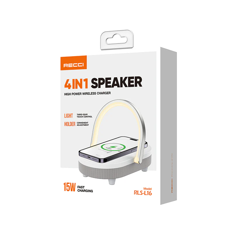 اسپیکر و شارژر بیسیم 4 در 1 RLS-L16 رسی (Recci RLS-L16 4-in-1 Speaker and Wireless Charger 15W)