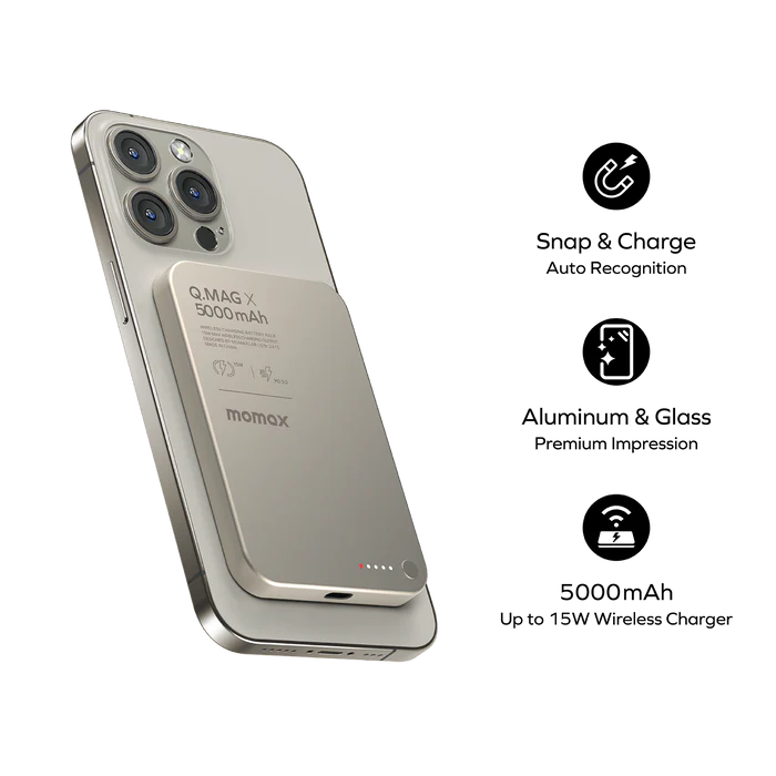پاوربانک مگنتی momax Q.mag x1 مدل IP116e (8.3mm ultra slim)