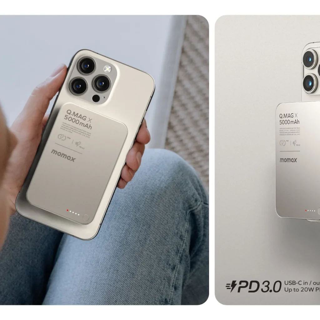 پاوربانک مگنتی momax Q.mag x1 مدل IP116e (8.3mm ultra slim)