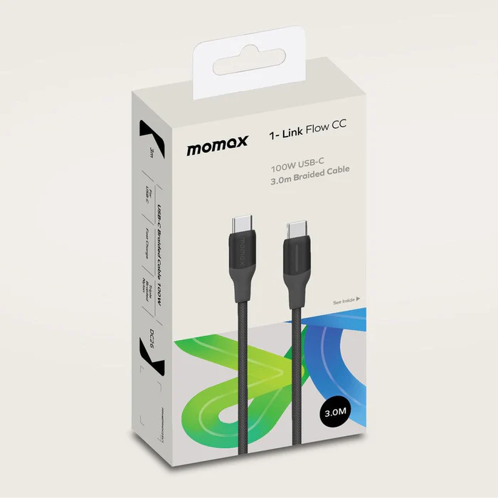 کابل تبدیل 1-Link Flow | USB-C to USB-C Braided Cable 100W (3m) مومکس (momax)