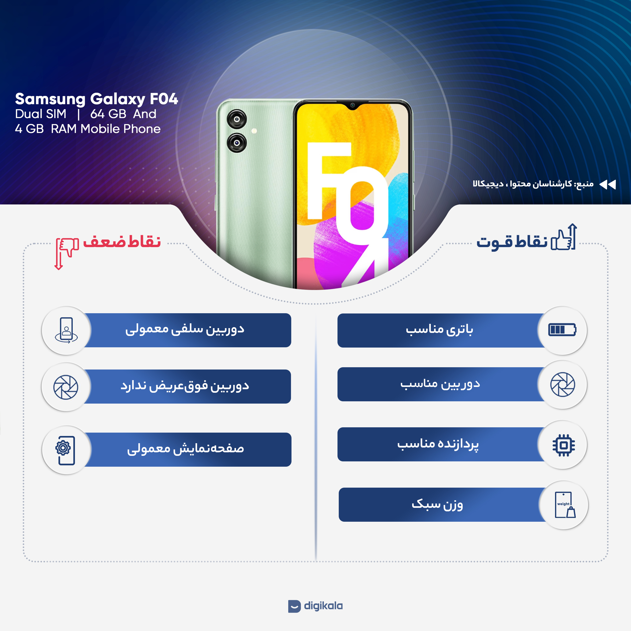 گوشی موبایل سامسونگ مدل Galaxy F04 دو سیم کارت ظرفیت 64 گیگابایت و رم 4 گیگابایت