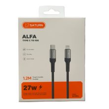 کابل شارژ سریع لایتنینگ به تایپ سی 27 وات 1.2 متری SATURN سترن SC18CL