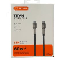کابل شارژ سریع تایپ سی به تایپ سی 60 وات 1.2 متری SATURN سترن SC17CC